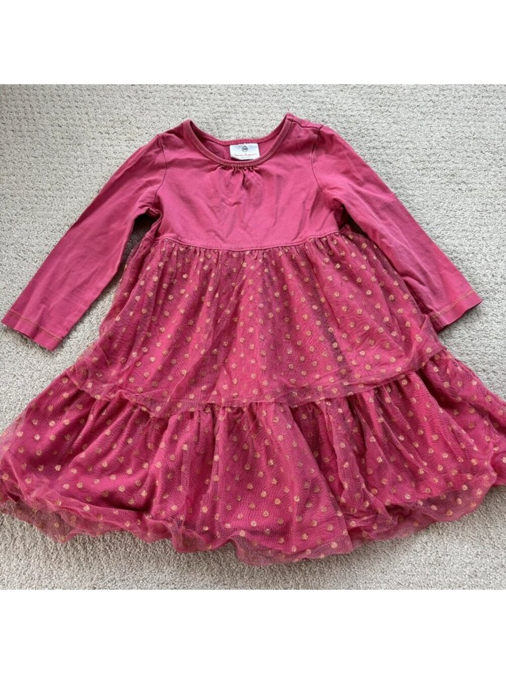Hanna Andersson pink tulle with gold dots dress